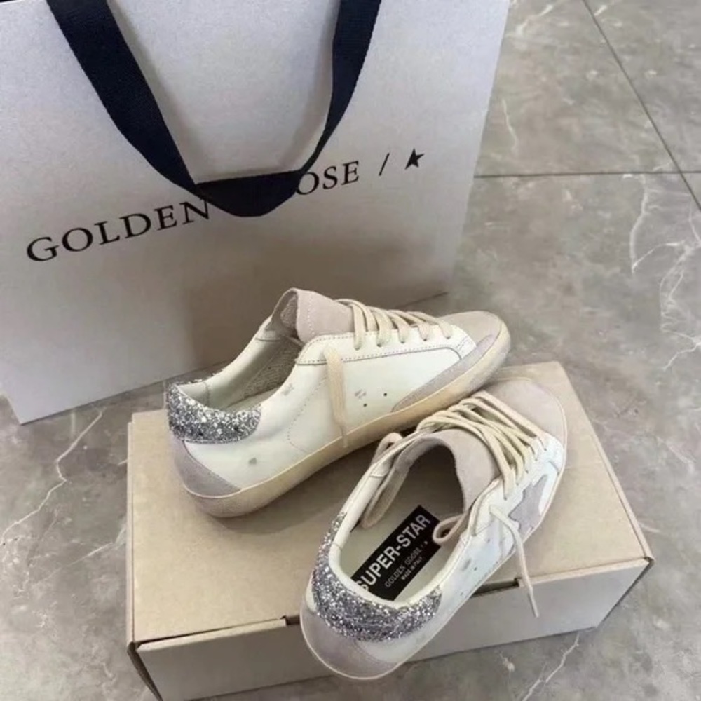 Golden Goose Women's Sneakers with Silver Glitter Star